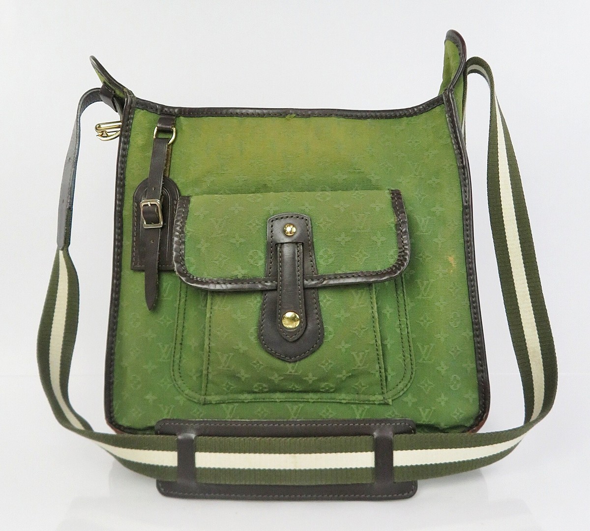 Auth LOUIS VUITTON Besace Mary Kate Green Monogram Mini Lin Shoulder Bag  #60133