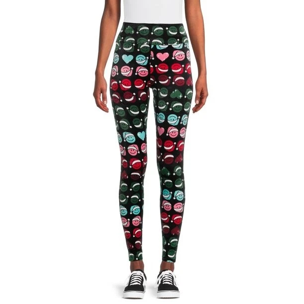 No Boundaries Juniors' Velour Leggings Smiley Faces X-Large (15-17) Super Plush - Image 4 of 4
