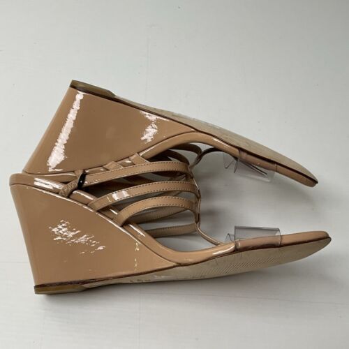 Stuart Weitzman Womens Deco 85 Wedge Sandals Size 5B Nude Patent Leather - Picture 7 of 10