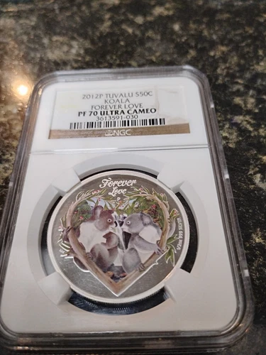 2012P Tuvalu Forever Love Koalas Colorized NGC PF70UCAM PF 70 Silver Top Pop 