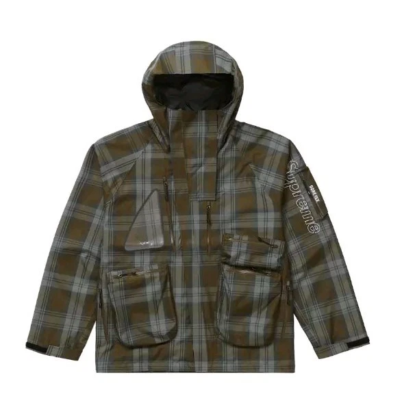 SUPREME FW'21 Gore Tex Tech Shell Veste Olive Plaid Homme Taille Medium