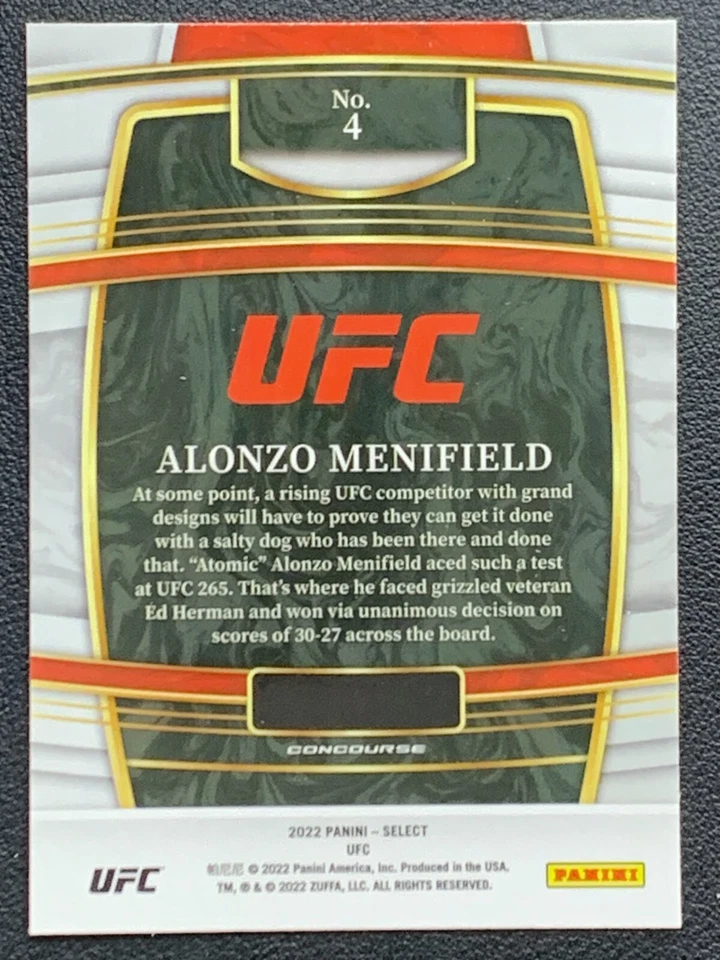 Alonzo Menifield 4 Blue Select UFC 2022 Panini - Image 2 of 4