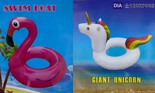 Inflatable Pink Flamingo Unicorn Swim Ring d 78cm