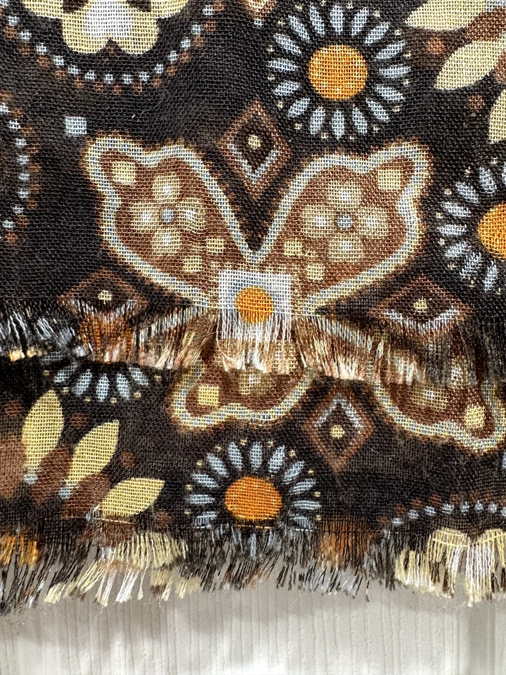 Шарф Vera Bradley бахрома чистый каньон коричневый оранжевый богемный цветочный медальон - Изображение 3 из 3