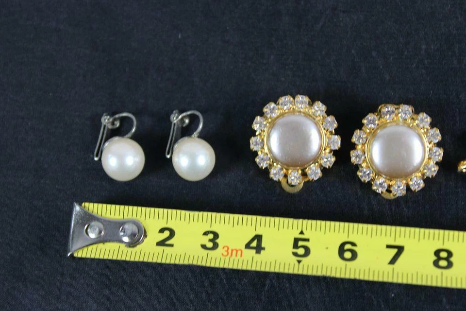 Vintage Schmuck - 3 Paar bzw. 6 Stück - Perlen und Steine Decor - ca. 24 Gramm - Bild 4 von 4