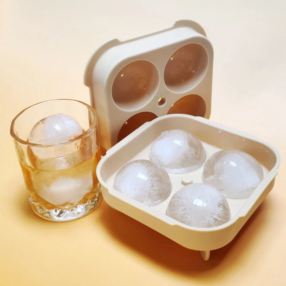 [4-Pack] Large Silicone Ice Cube Tray (Ice Ball / Ice Cube Mold)-BEIGE - Image 2 of 4
