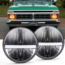 2x 7" Round Headlights High Low Beam Turn Signal DRL For Ford F100 F150 Mustang