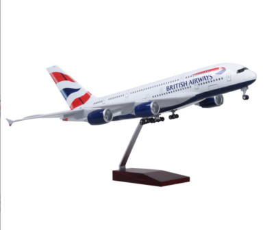 46CM 1:160 BRITISH AIRWAYS AIRBUS A380 Airplane Landing Gear Resin Plane Model