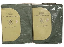 Vintage 2X  SULTAN'S LINENS Fabric 2 Pack Napkin Set Style # C938N Green NIP