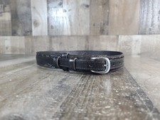 Black Leather Desert Flower Belt Hand Tooled SIZE 30" Made In Mexico