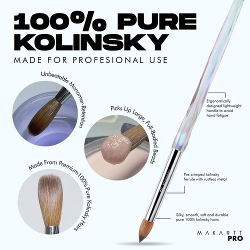 Professional Kolinsky Crimped Acrylic Nail Brush - Perfect for All Skill Levels - Picture 4 of 8
