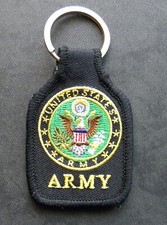 US ARMY EMBLEM LOGO EMBROIDERED KEY CHAIN KEY RING 1.75 X 2.75 INCHES