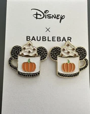 Disney x BaubleBar Pumpkin Spice Mickey Stud Earrings New Rare