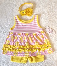 Baby Sommer Anzug Kleid Set 3tlg Kleid,  Stir...