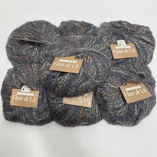 Vintage Reynolds Fleur de Lis Yarn Mohair Wool Blend Worsted Dark Gray Bag of 7