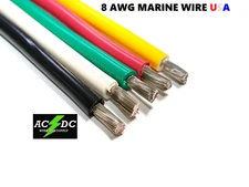 8 AWG GAUGE MARINE TINNED COPPER BATTERY CABLE BOAT WIRE Made in USA 