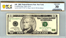 2003 $10 FRN (New York) Fr. 1938-B Fancy SN-Only "2" Known