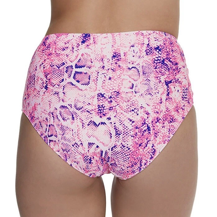 Pantalones de natación So Juniors fruncidos cintura alta XS 0-1 nuevos con etiquetas rosa pitón bonitos Foto 2 de 4