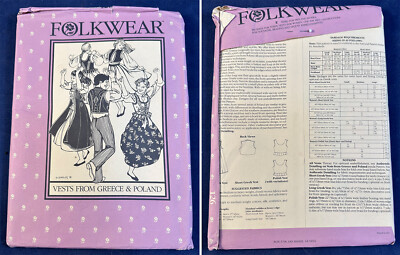 Vintage Folkwear Vests From Greece & Poland Pattern 126 For Men Women Uncut