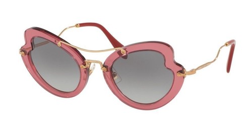 Miu MIu Scenique Farfalla MU11RS Bordeaux Traslucido Rosa Occhiali da Sole  Oro | eBay