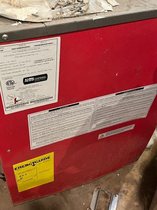weil mclain oil boiler red 275,000 btu Open box 3 ft high 3 ft wide