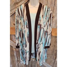 Fuax twinset career casual layering blouse blue stained glass 22W made in USA ^