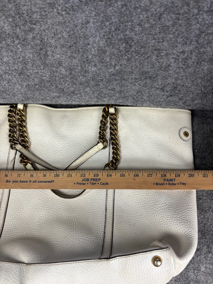 Dolce & Gabbana Leather Tote Handbag Women's Ivory Leopard Gold Chain Handles - Image 3 of 4