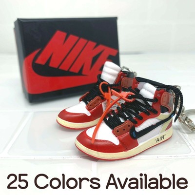 Livraison directe aj1 offwhite Chicago espadrille porte clés Air Jordan 1  3D Mini espadrille interdit sport chaussure espadrille porte clés |  AliExpress