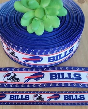 3/8, 5/8, 7/8, 1.5 & 3" (1YD) Buffalo Bills Football Grosgrain Ribbon