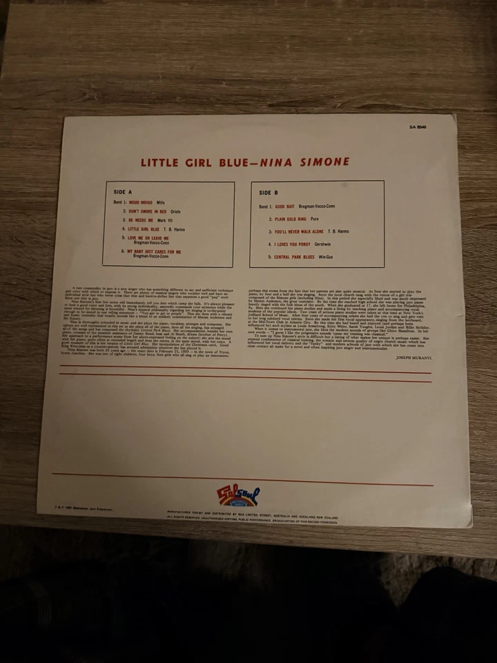 Nina Simone Little Girl Blue New Zealand ‘81 Pressing LP - Image 2 of 4