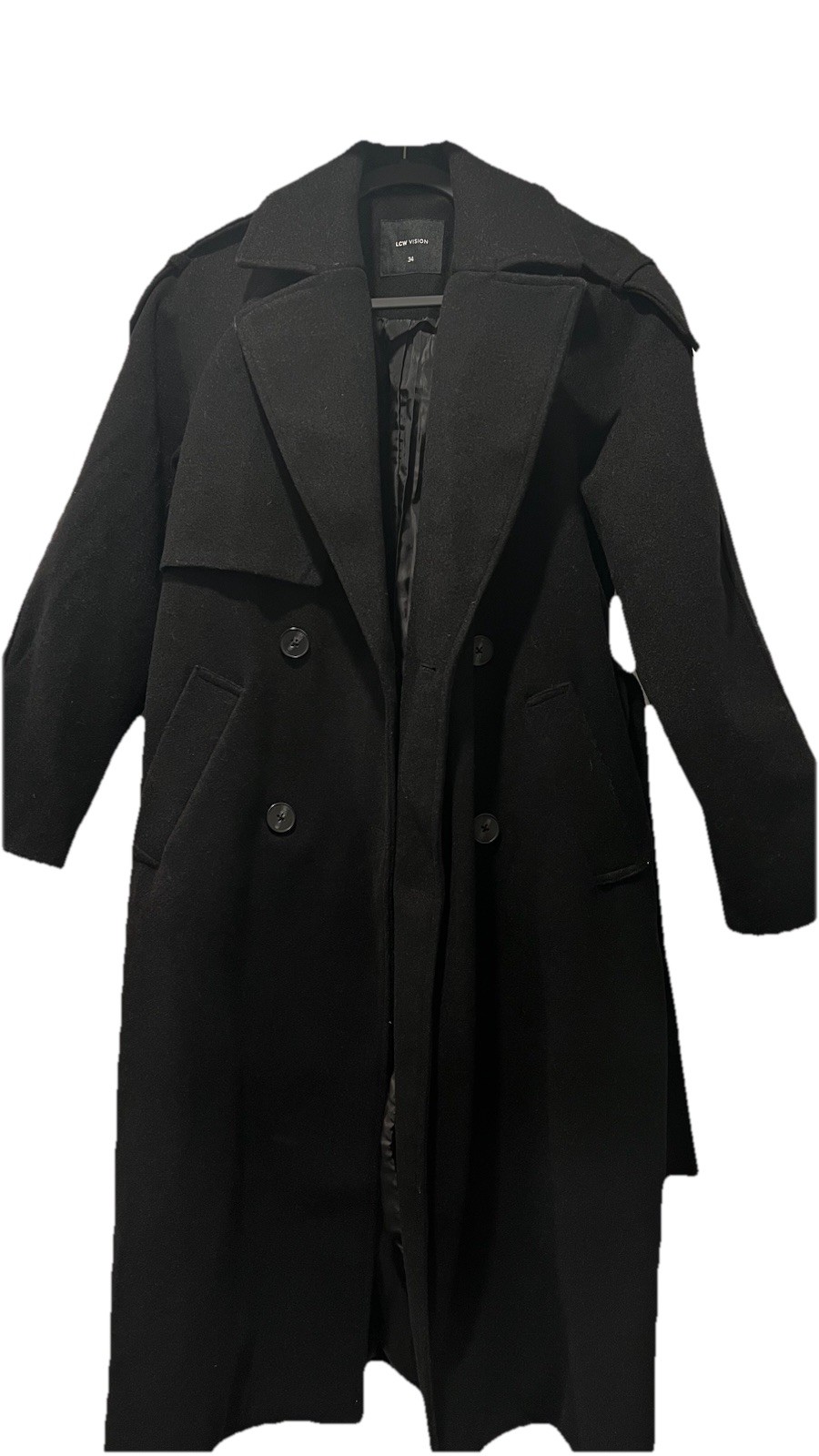 Black Double-Breasted Button Collared Long Sleeve… - image 1