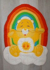 Vintage 80s Care Bears Rainbow Cloud Quilted Fabric Wall Hanging Funshine Bear