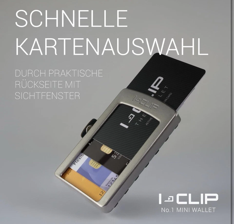 I-CLIP Original schwarz/silber mit Münzfach schwarze Leder Geldbörse mit Geldklammer - Bild 4 von 4