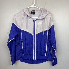Nike Jacket Mens Small Blue Gray Windrunner Hooded Full Zip Lightweight