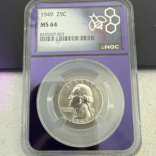 1949 Washington Quarter, NGC MS-64 Purple Core