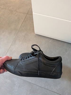 VANS Old Skool Sneaker Herren Schwarz Leder Low Top Schnürung Gummi