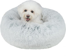 round Calming Dog Bed for Small, Medium  Large Dogs, Plush Donut Cuddler Pet Be