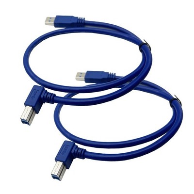 2 PCS 2FT USB 3.0 Printer Cable 90 Degree Angle Type A Male To B Male Cord