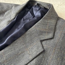 Jos A Bank Mens 100 Silk Blazer 43R Window Pane Herringbone Sportcoat