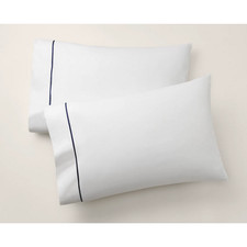 Ralph Lauren Palmer Percale Two King Pillowcases White Polo Navy Organic Cotton
