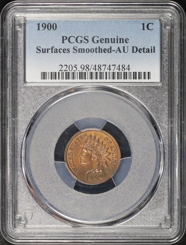 1900 Indian Head Cent PCGS AU Details Surfaces Smoothed