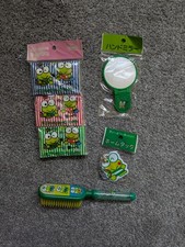 Lote De Colección Sin Abrir Sanrio Keroppi - Pañuelos Espejo De Mano Cepillo Y Etiqueta De Equipaje