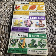 Dennison Vintage Seals Stickers 3 Packs Easter St Patrick’s Autumn Leaves