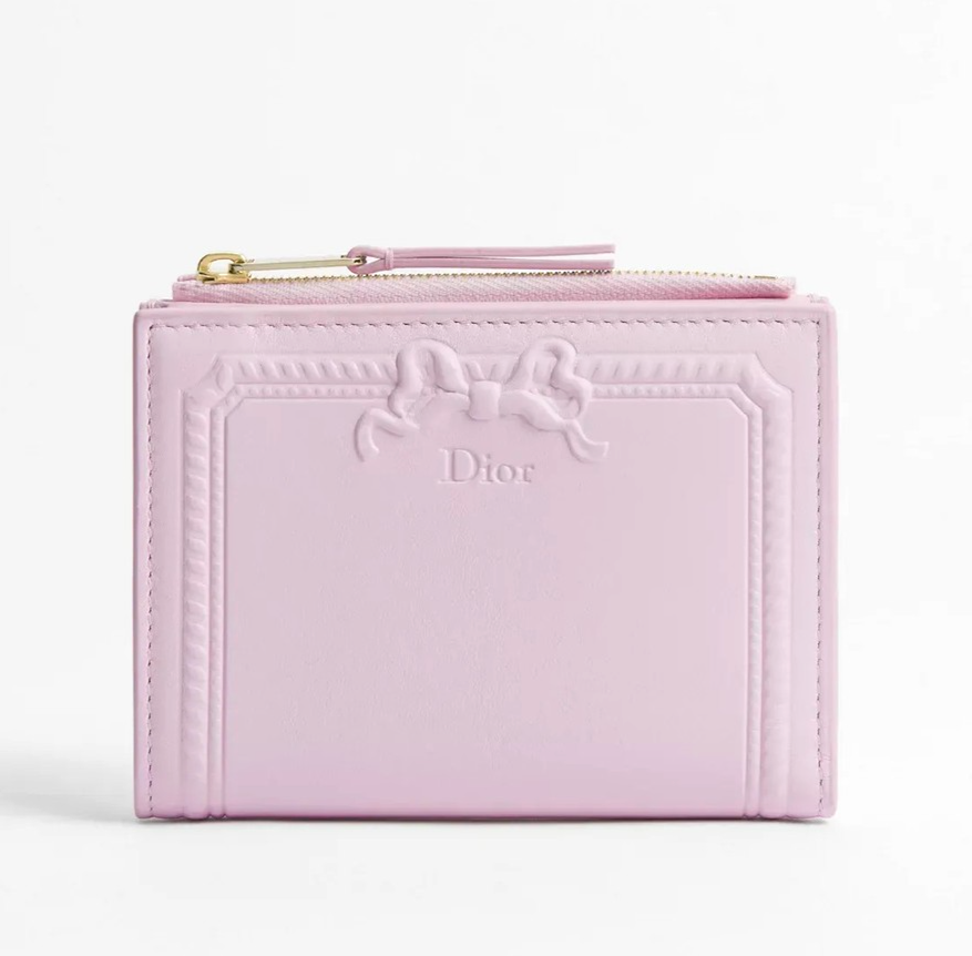 Dior Salon Dahlia Wallet Moulures Calfskin Dream Pink New