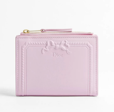 Dior Salon Dahlia Wallet Moulures Calfskin Dream Pink New