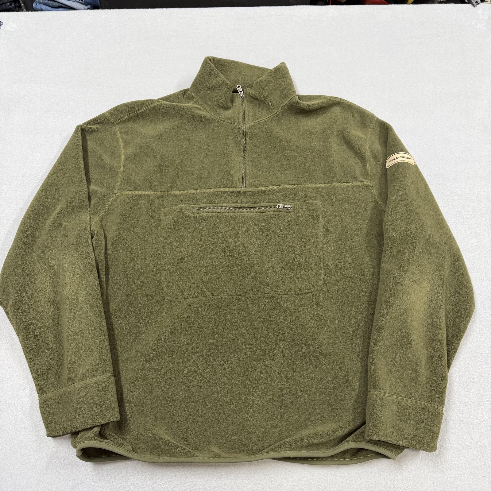 Polo Sport Ralph Lauren Pullover Mens 2XL Green 1/4 Zip Long Sleeve Fleece Top