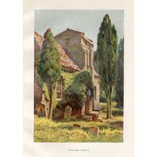 STUDLAND Dorset The Church by Ernest Haslehust - Antique Print 1920