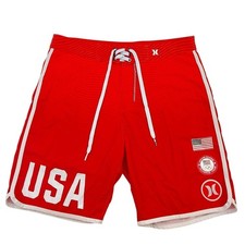 Hurley Phantom USA Olympic Board Shorts Mens 30 Red Training Beach Athletic