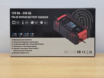 Automatic Intelligent Car Battery Charger 12/24V 8A Pulse Repair Starter AGM/GEL