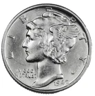 1942 S Mercury Dime BU Brilliant Uncirculated 90% Silver 10c Full Bands Coin